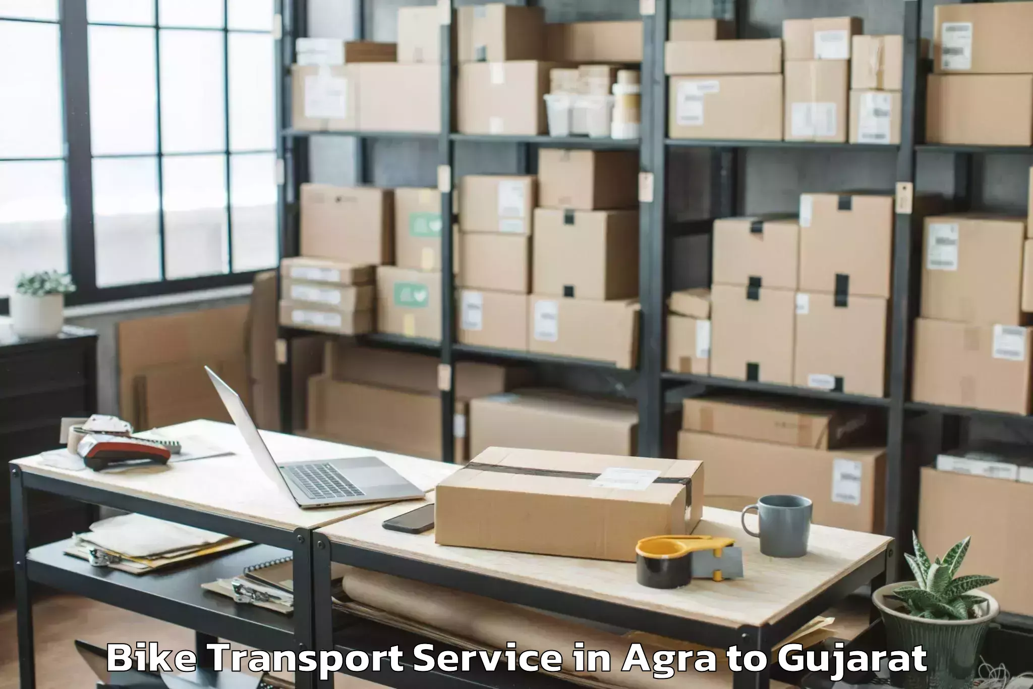 Book Agra to Thasra Bike Transport Online